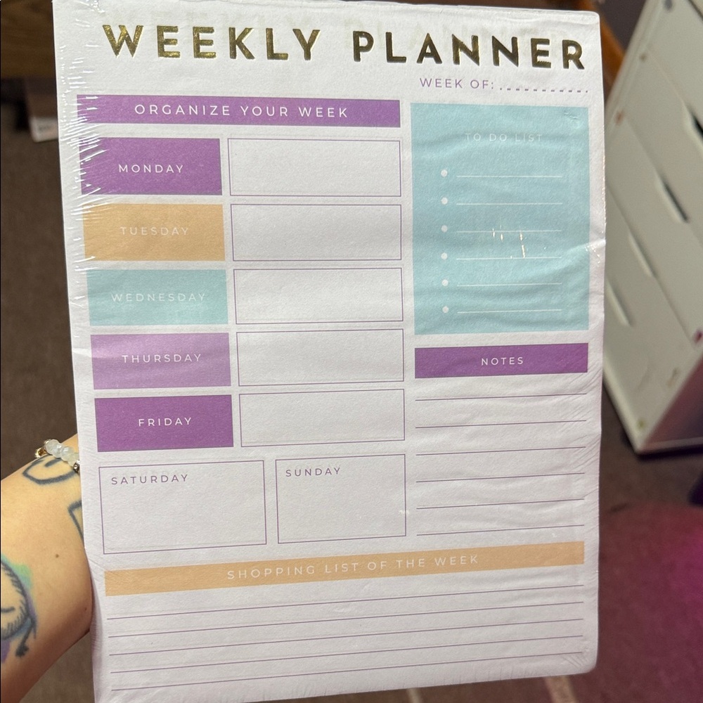 Weekly Planner Pad with Colorful Sections